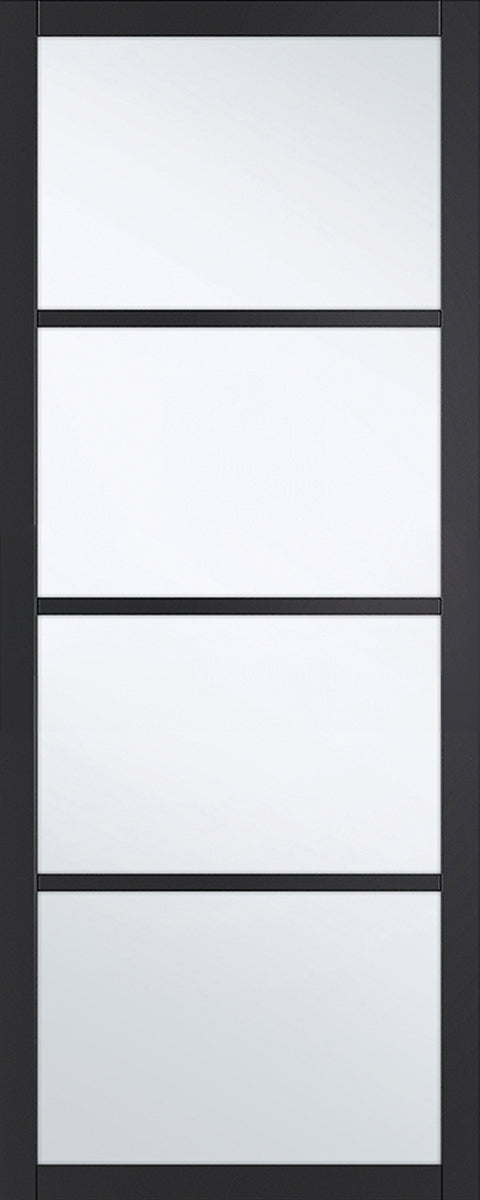 44mm 4-Panel Ailesbury Crittall Black Door - Clear/Frosted Glass