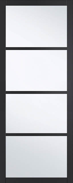 44mm 4-Panel Ailesbury Crittall Black Door - Clear/Frosted Glass