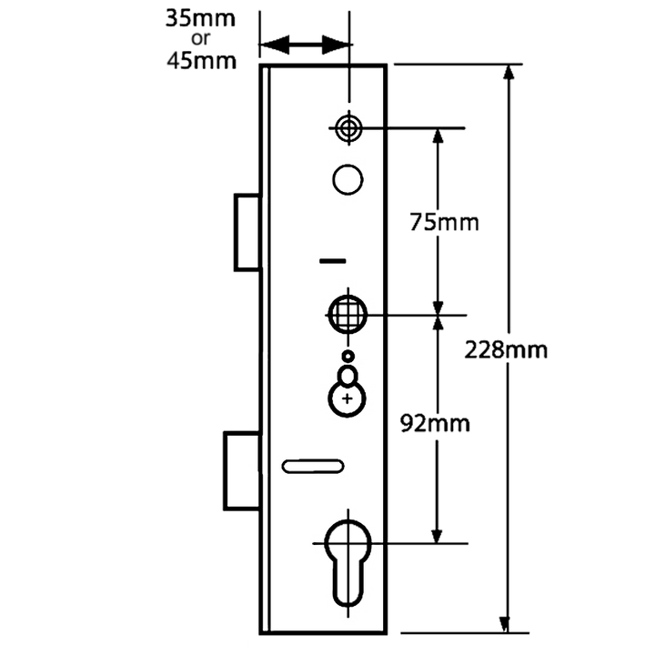 LOCKMASTER Lever Operated Latch & Deadbolt Single Spindle Gearbox for Multipoint Lock _GEARBOX ONLY - 92mm Centres- 35/45mm Backset- New