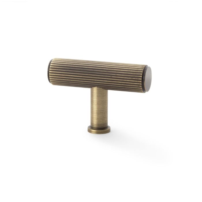 Lined T-Bar Knob -A&W(Crispin) - Antique Brass