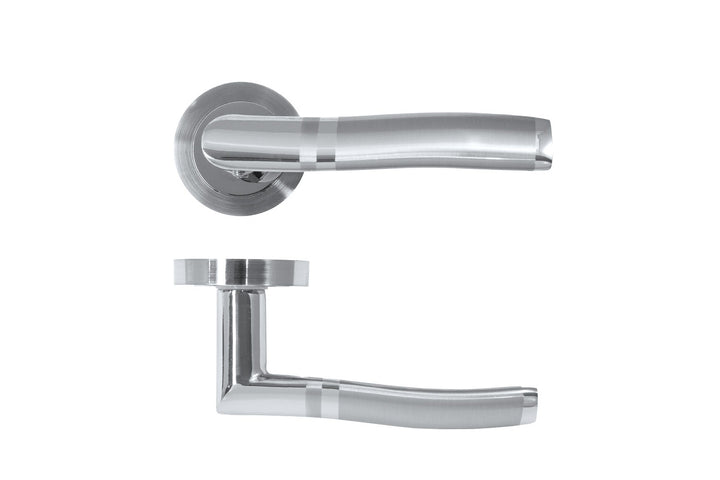 Tara Lever on Rose Door Handle - Polished Chrome