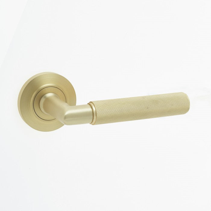 Piccadilly Knurled Door Handle - Satin Brass-SB