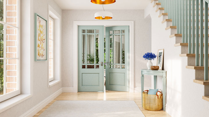 Deanta NM9GC White Primed Door -  Clear Bevelled Glass