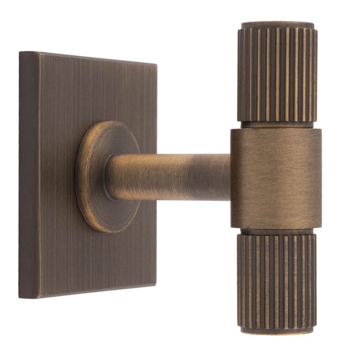 Lined T-Bar Knob -CB- Antique Brass