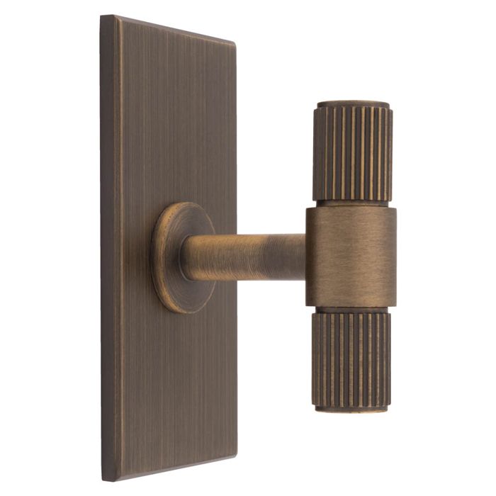 Lined T-Bar Knob -CB- Antique Brass