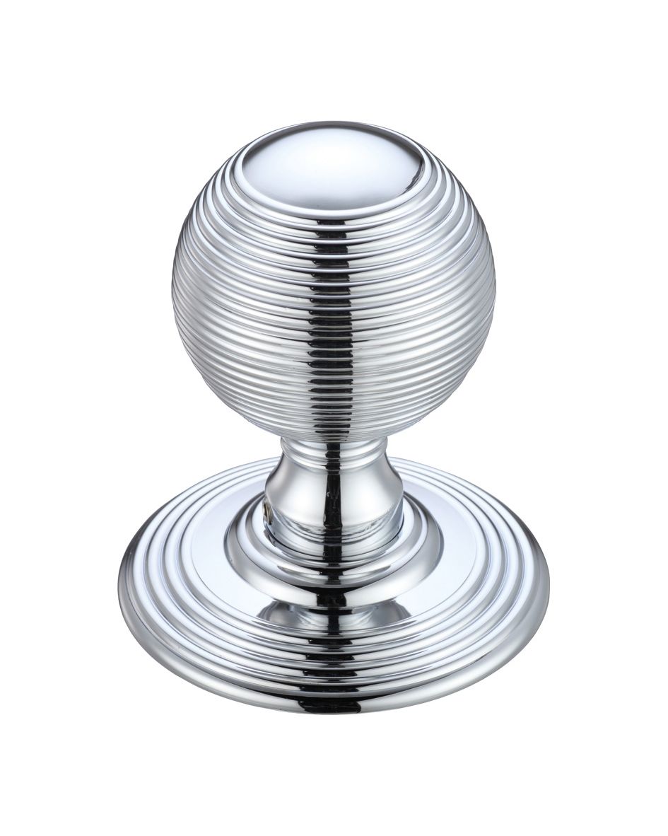 Ringed Mortice Knob 50mm Rose dia. - Polished Chrome