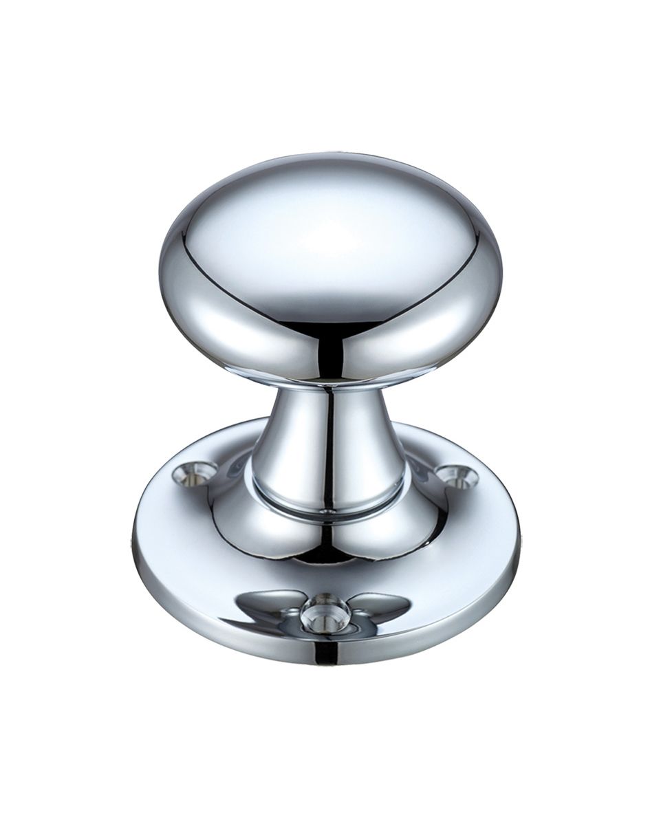 Mushroom Mortice Knob 60mm Rose dia. - Polished Chrome