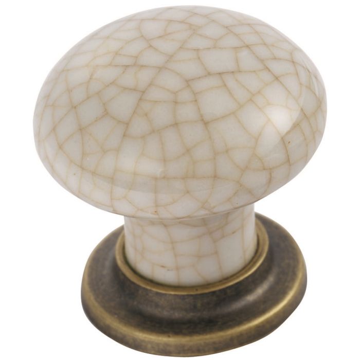 Porcelain Mushroom Pattern Knob - Florentine Bronze/Ivory Crackle