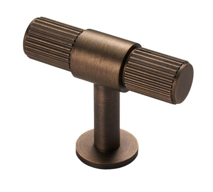 Lined T-Bar Knob -CB- Antique Brass