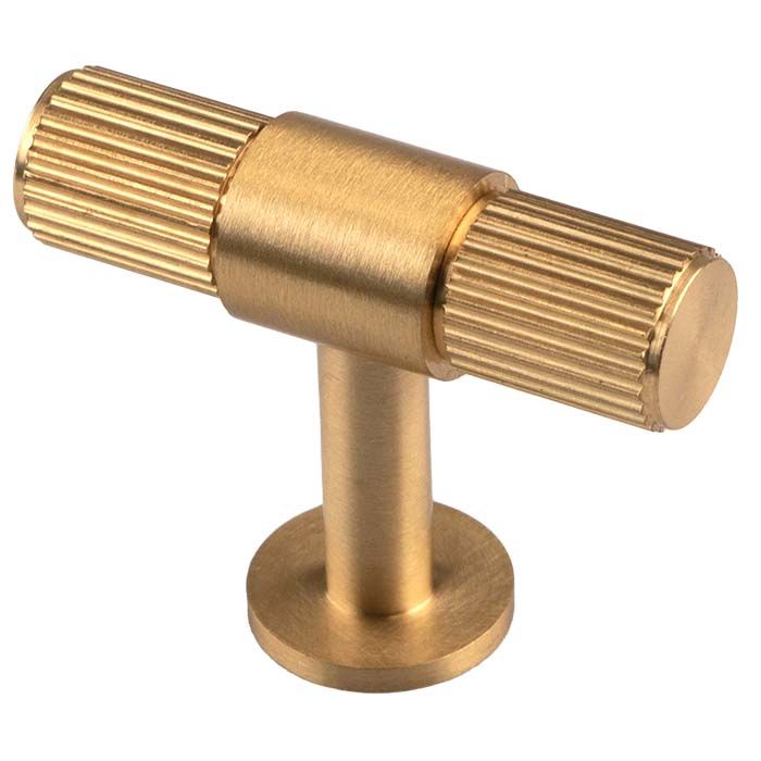 Lined T-Bar Knob -CB- Satin Brass