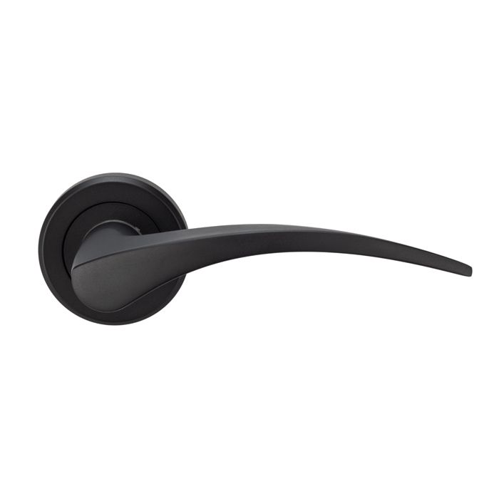 Olivier Lever on Rose Door Handle - Matt Black (MB)