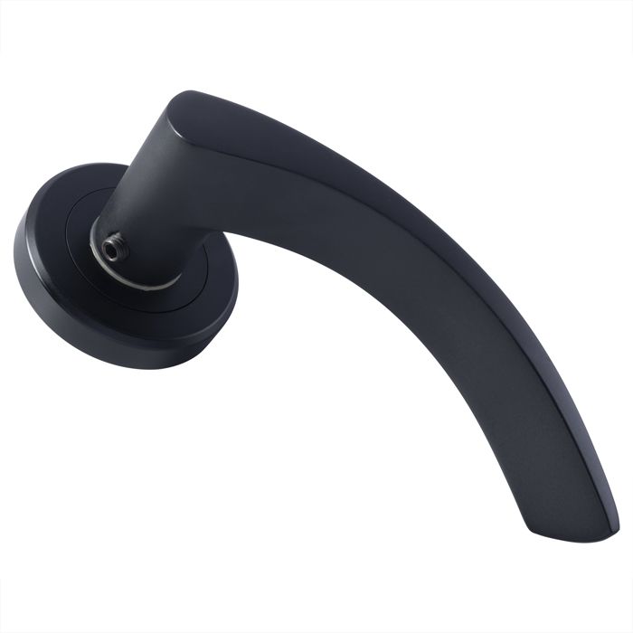 Olivier Lever on Rose Door Handle - Matt Black (MB)