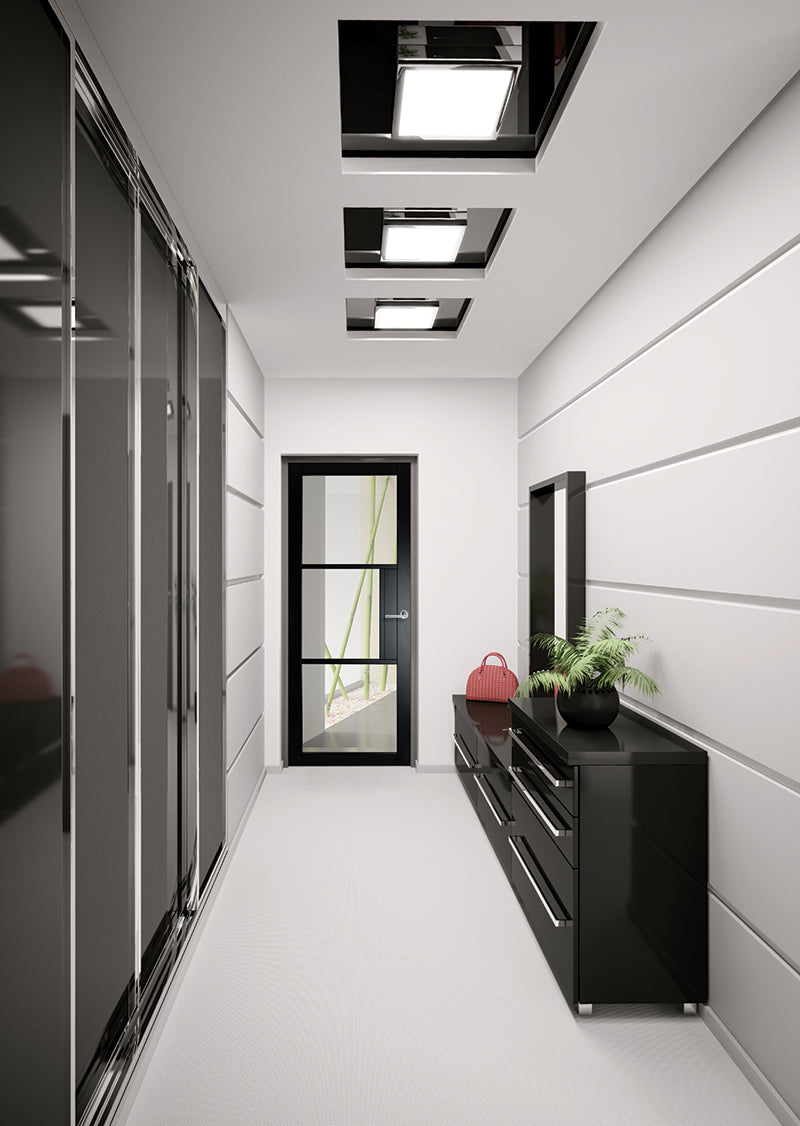 Doras Berkeley 3 Panel Black Door - Glass
