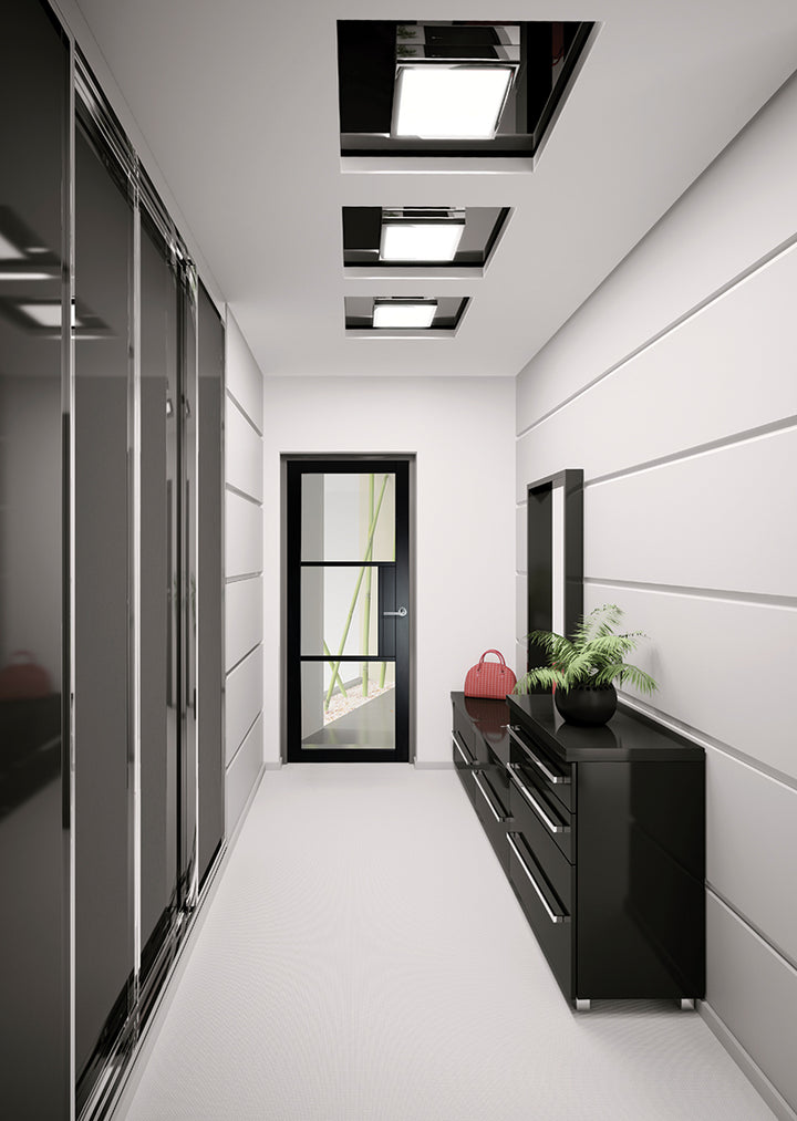 Doras Berkeley 3 Panel Black Door - Glass