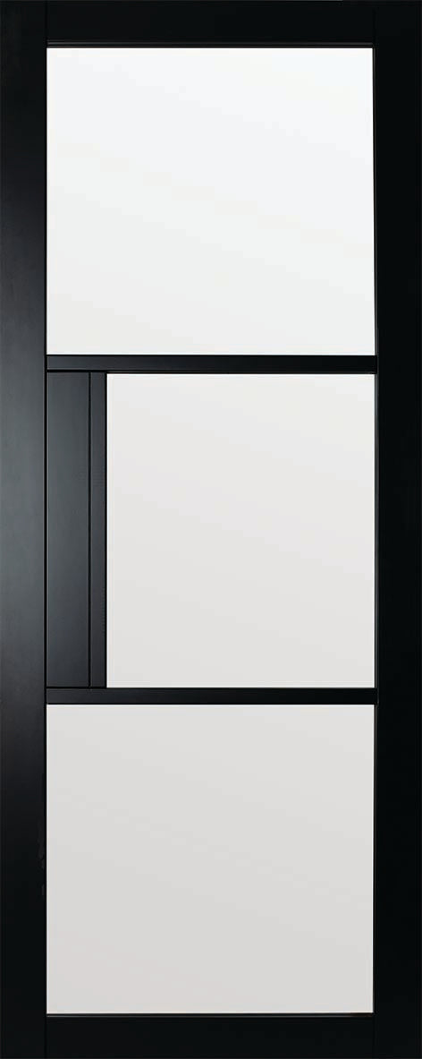 Doras Berkeley 3 Panel Black Door - Glass
