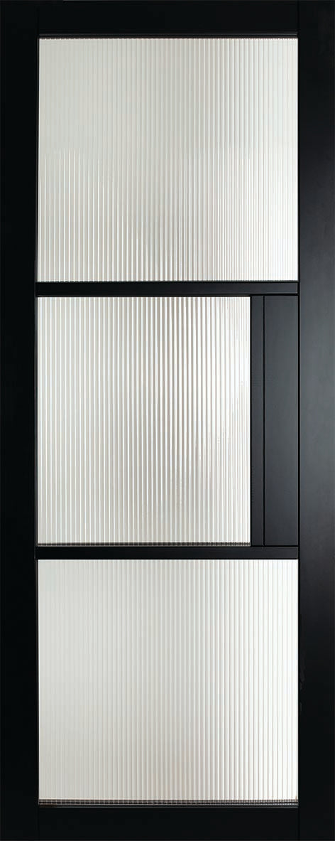 Doras Berkeley 3 Panel Black Door - Glass