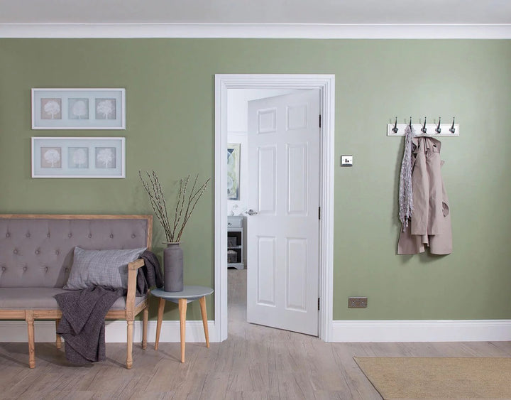 Doras 6 Panel Woodgrain White Door - FD30 Solid