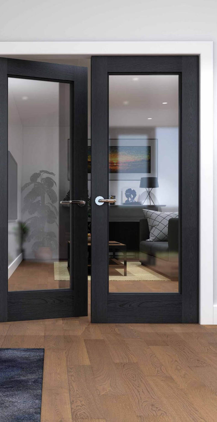 44mm 1P Beaumont Pre-Glazed Shaker Black Door
