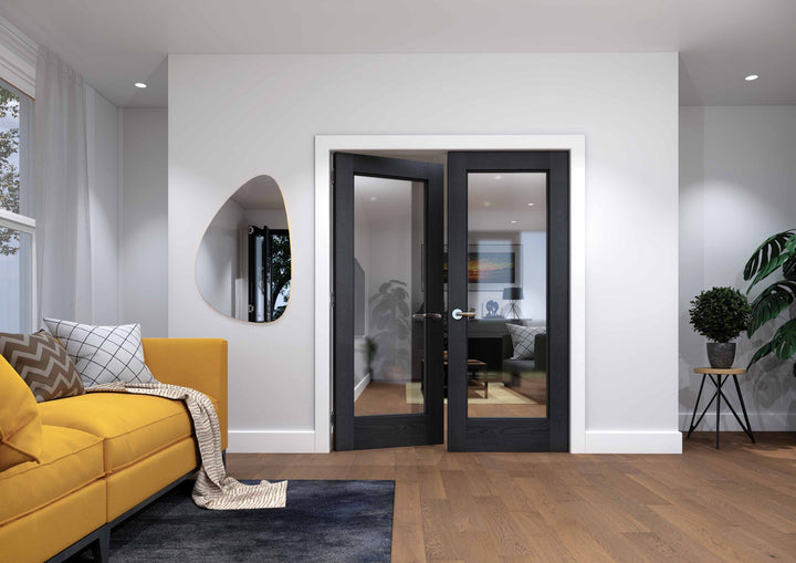 44mm 1P Beaumont Pre-Glazed Shaker Black Door
