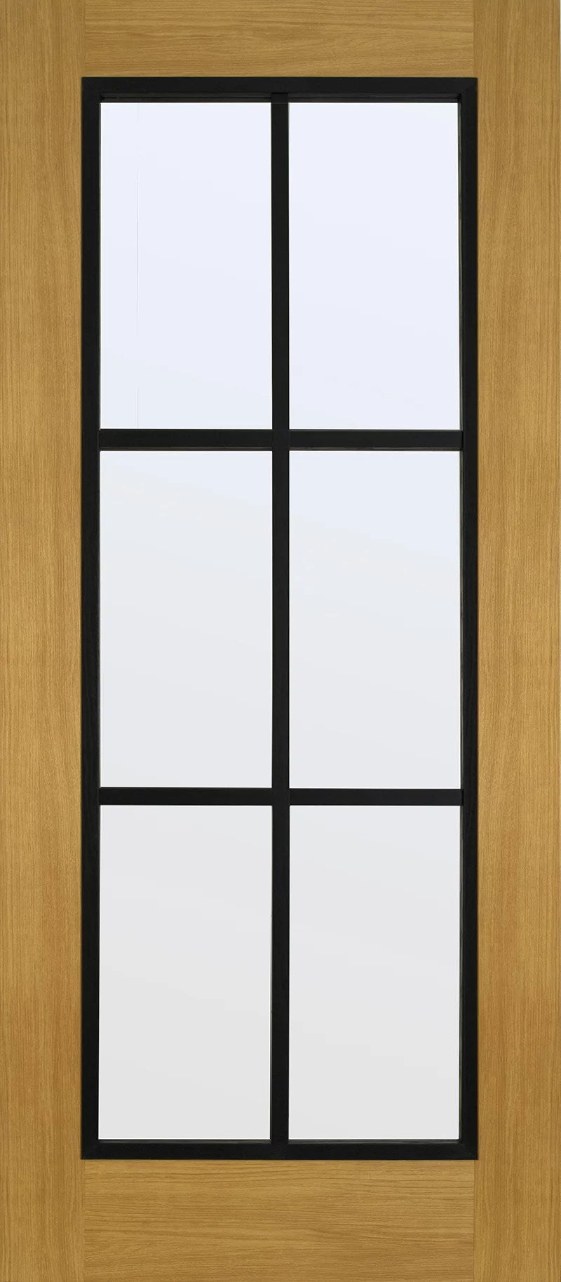 6 Lite Luxury Laminate Oak Door - Clear/Frosted Glass