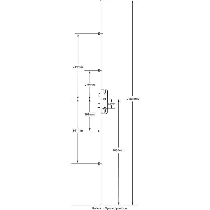 GU Lever Operated Latch & Deadbolt - 4 Roller - 92mm Centres- 16mm Faceplate