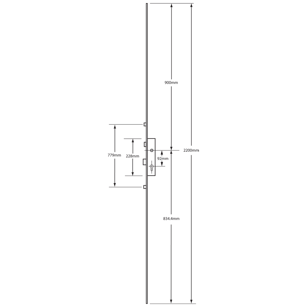 Mila master lever operated Latch & Deadbolt attachment For Shootbolts - 2 Roller