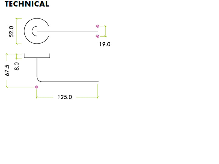 Radius lever – Push-on rose (sprung)- SS