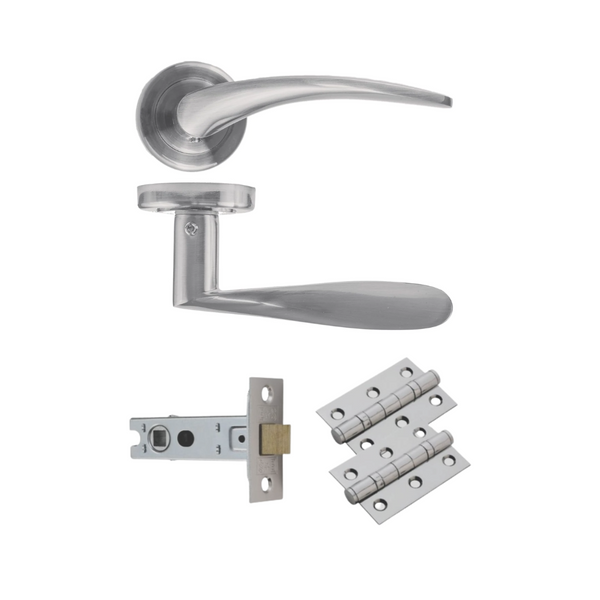 Lagan Lever on Rose Door Handle - Satin Nickel