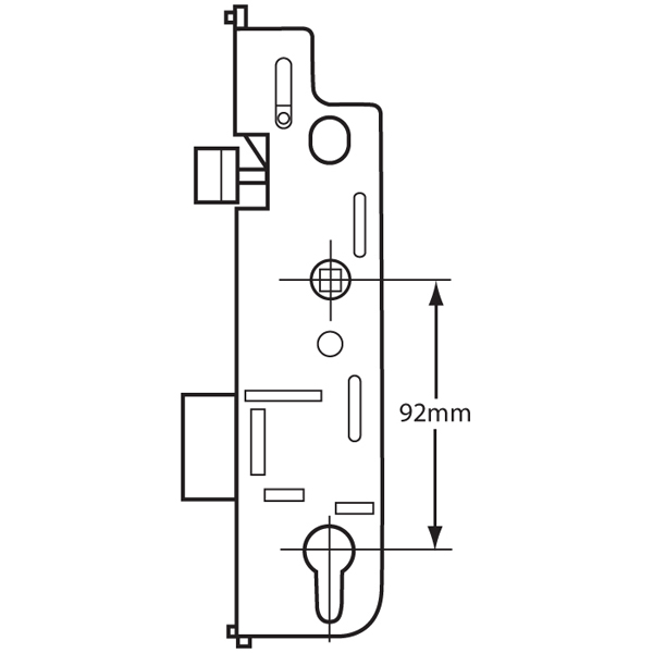 YALE Doormaster Lever Operated Latch & Deadbolt Single Spindle Gearbox To Suit GU Multipoint Lock _GEARBOX ONLY - 92mm Centres- 35mm Backset