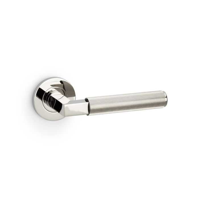 Hurricane Reeded Lever on Rose (A/W) Pair - PVD Polished Nickel  (PN)