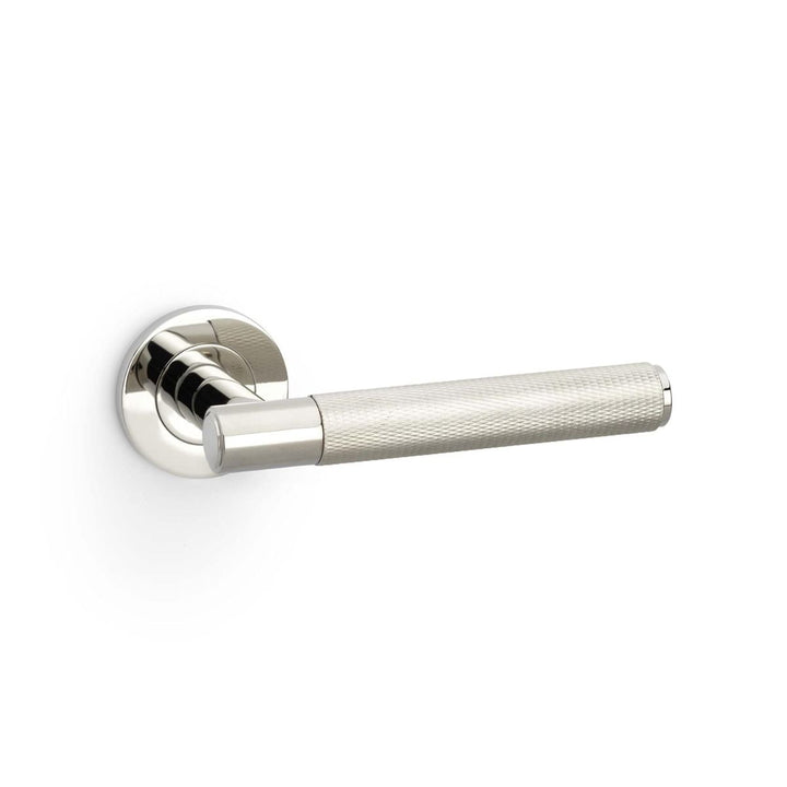 Spitfire Knurled Lever on Rose (A/W) Pair - PVD Polished Nickel  (PN)