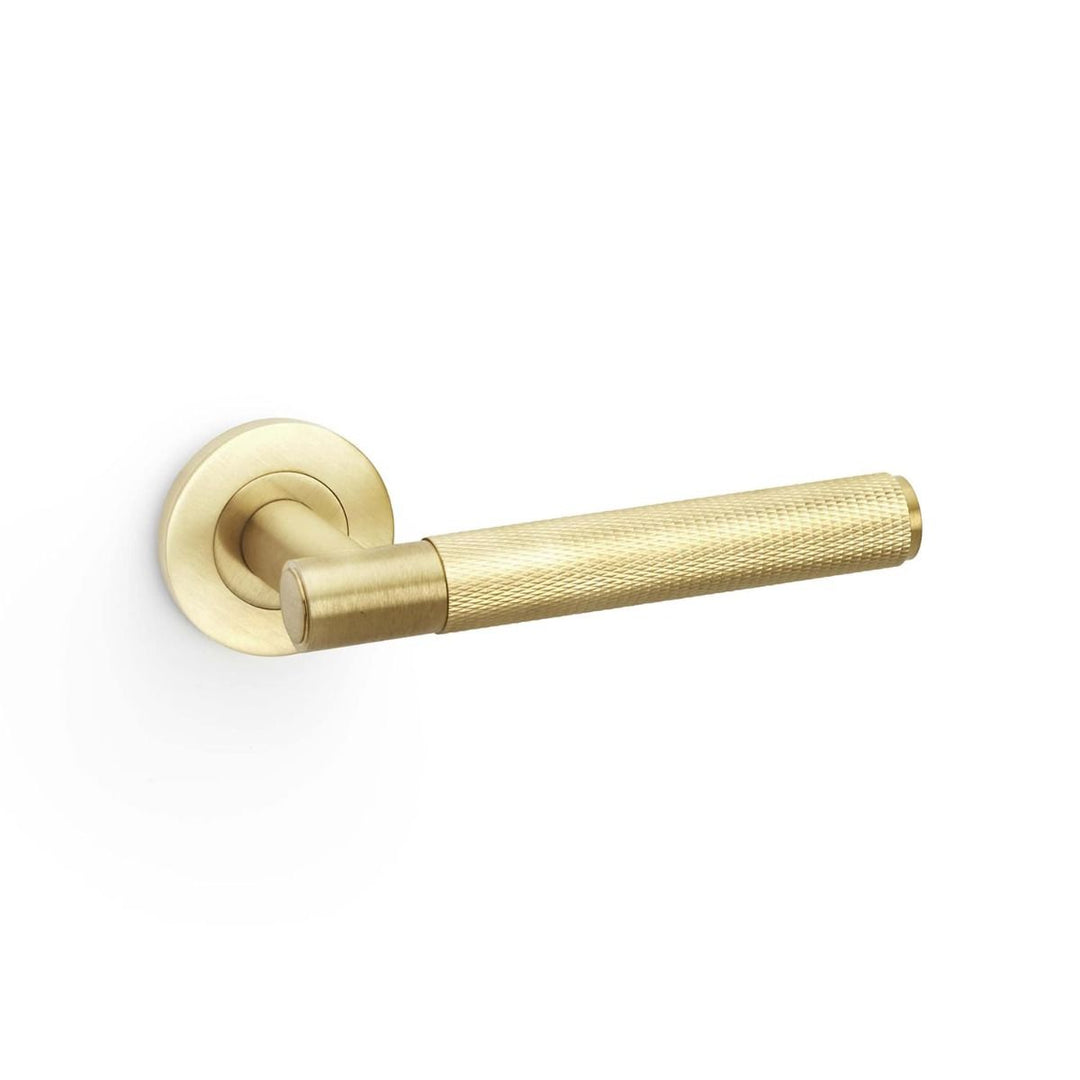 Spitfire Knurled Lever on Rose (A/W) Pair - PVD Satin Brass (SB)