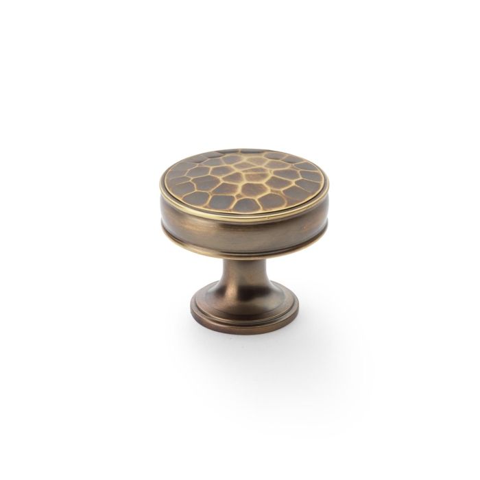 Hammered Cupboard Knob -A&W(Lynd)- Antique Brass