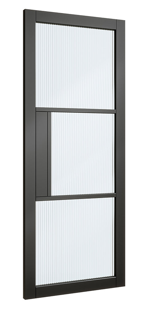 Deanta Crittall NM33gBk  Black Door - Glass Clear/Reeded