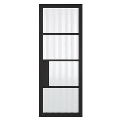 Portland 4 Lite Crittall Black Door - Clear/Reeded Glass