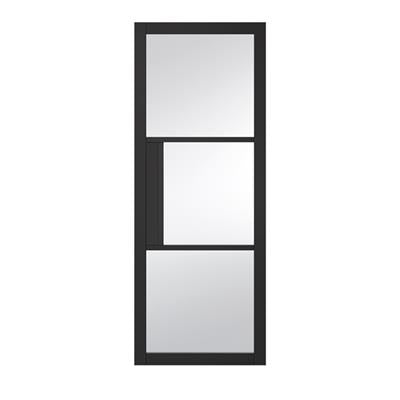 Seattle 3 Lite Crittall Black Door - Clear/Reeded Glass