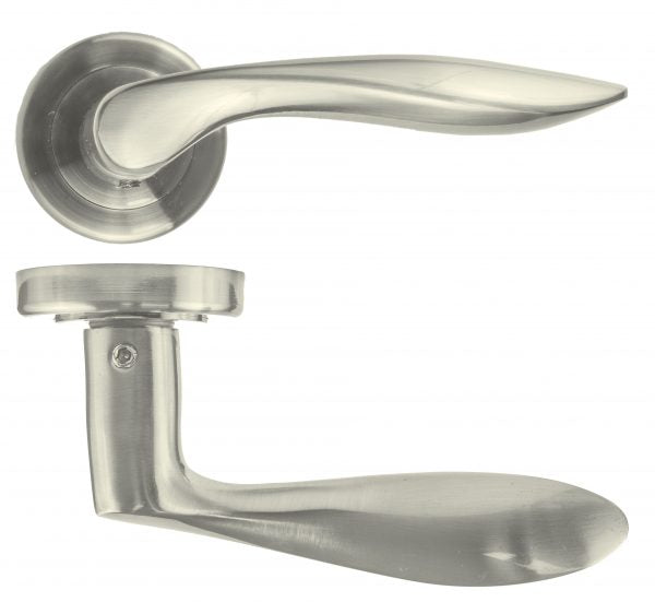 Aran Lever on Rose Door Handle - Satin Nickel