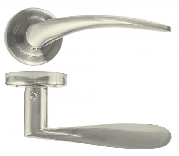 Lagan Lever on Rose Door Handle - Satin Nickel