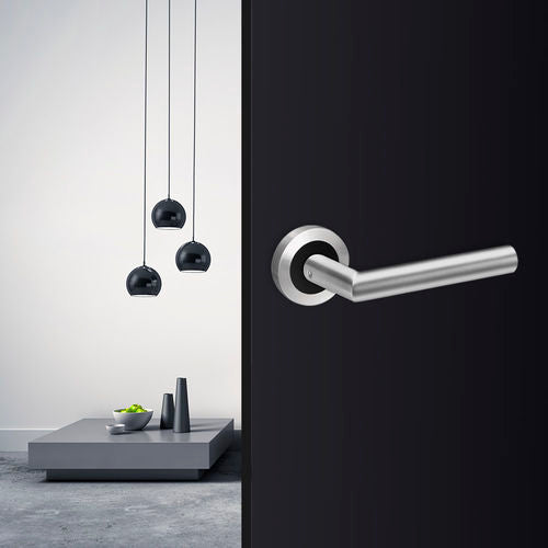 Rhodos lever handle  - SatinStainlessSteel/CosmosBlack