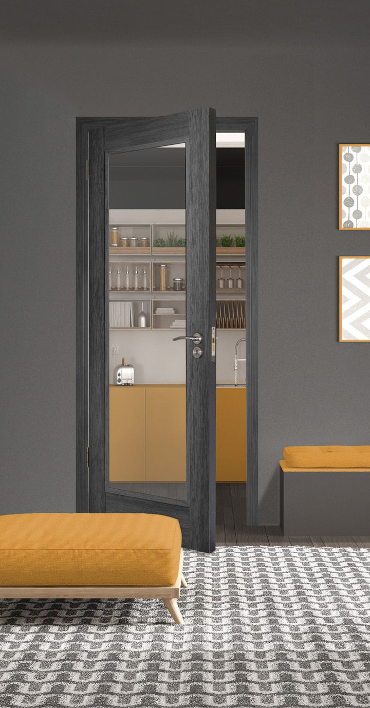 Doras Dalken Shaker Luxury Laminate Grey Door - Glass