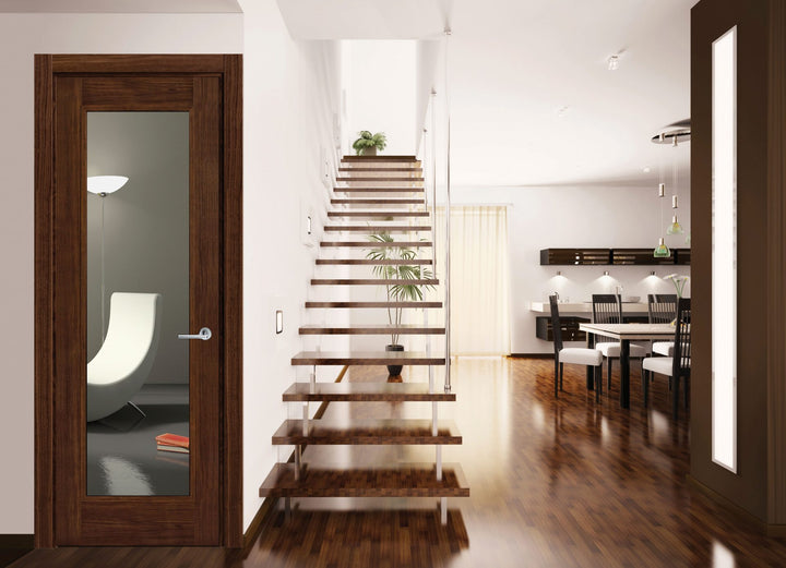 Doras Shaker Luxury Laminate Walnut Door - Glass