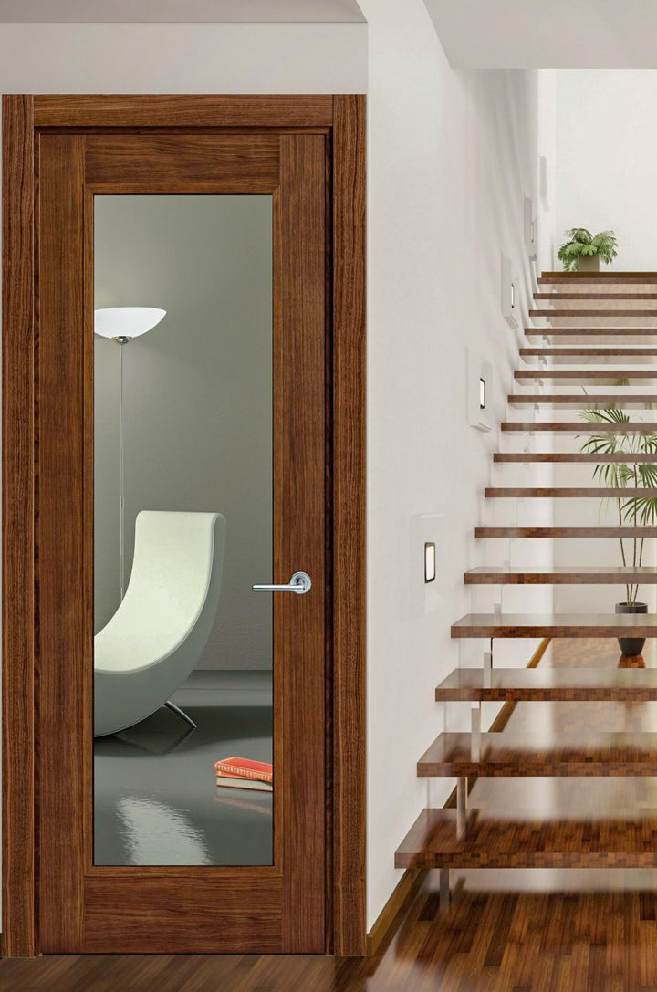 Doras Shaker Luxury Laminate Walnut Door - Glass