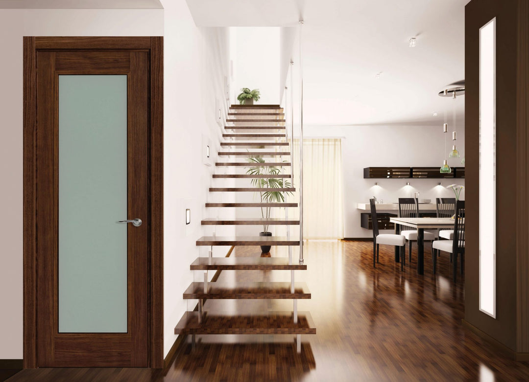 Doras Shaker Luxury Laminate Walnut Door - Glass