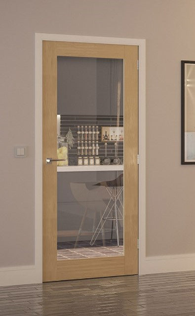 Deanta NM6GF Oak Door - Frosted Glass