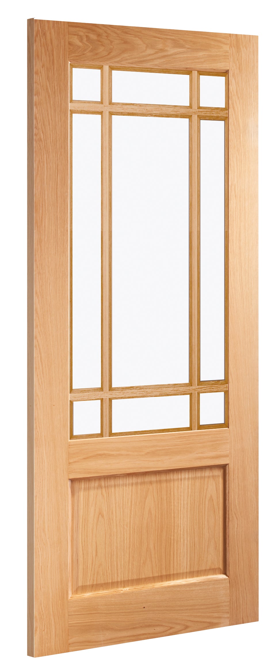 Deanta NM9BV Oak Door - Bevelled Glass
