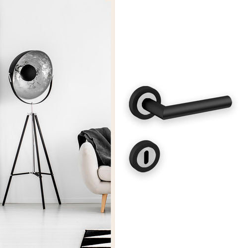 Rhodos lever handle  -CosmosBlack/SatinStainlessSteel