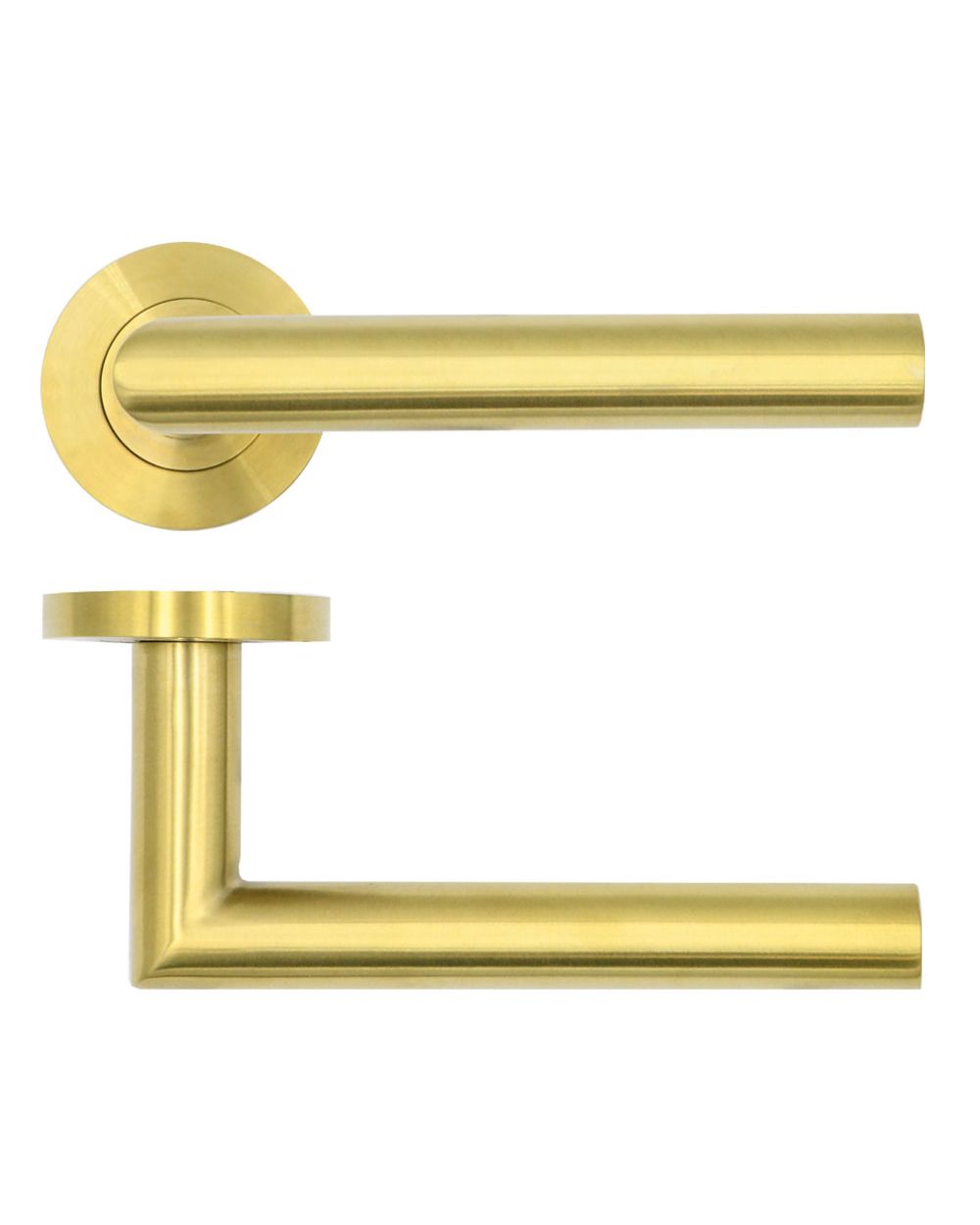 Mitred Lever on Rose  - PVD Satin Brass