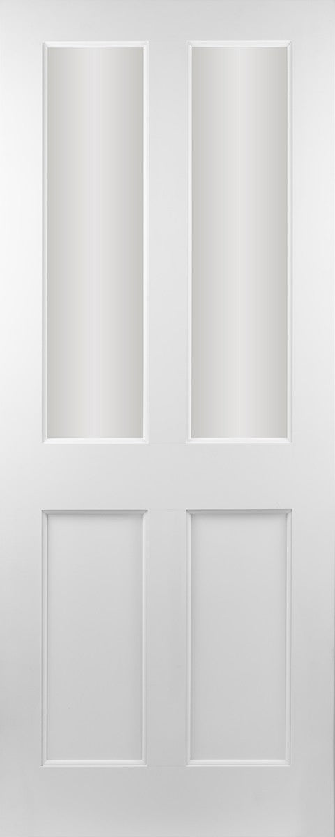 Seadec Waterford White Primed -  2 Panel &  Glass Clear/Frosteded Door