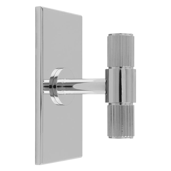 Lined T-Bar Knob -CB- Polished Chrome