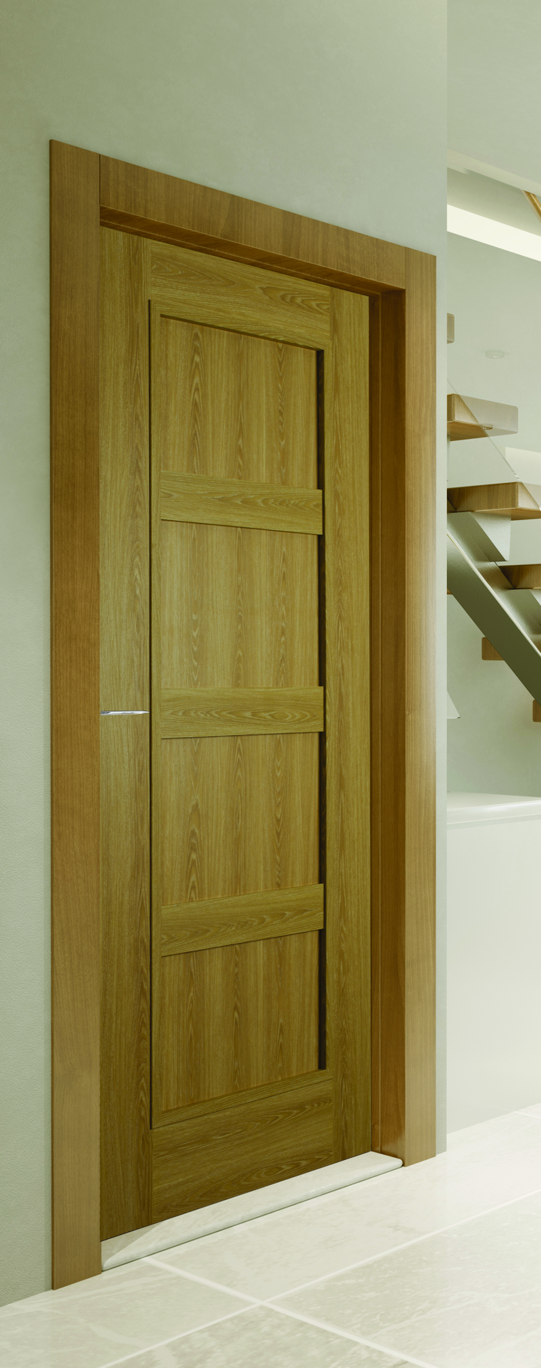 Doras Shaker 4P Luxury Laminate Limed Oak Door - Solid